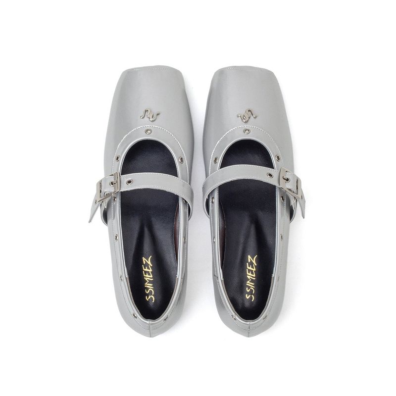 Eyelet Mary Jane Flat(Silver)