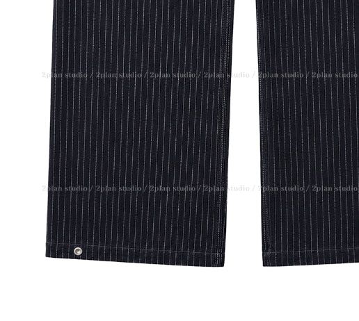 Pin stripe rivet wide denim