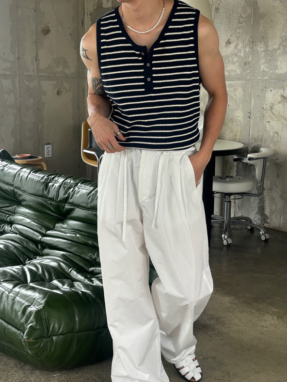[S/S] Stripe henry neck sleeveless(3color)