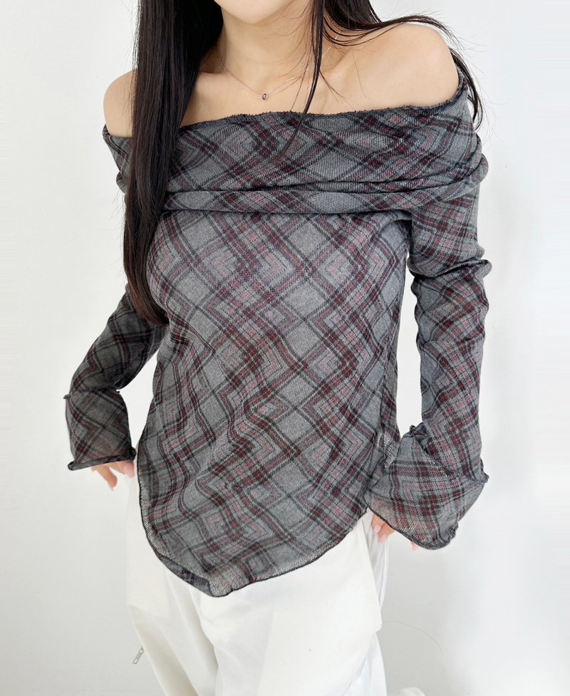 ARGYLE OFF-SHOULDER🤍❤ - 2 COLORS