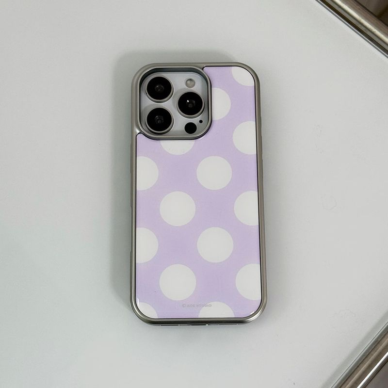 [MADE] silver big dot epoxy bumper case - taro bubble