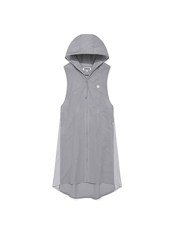 LAYERED HOODIE WOVEN DRESS [GRAY]