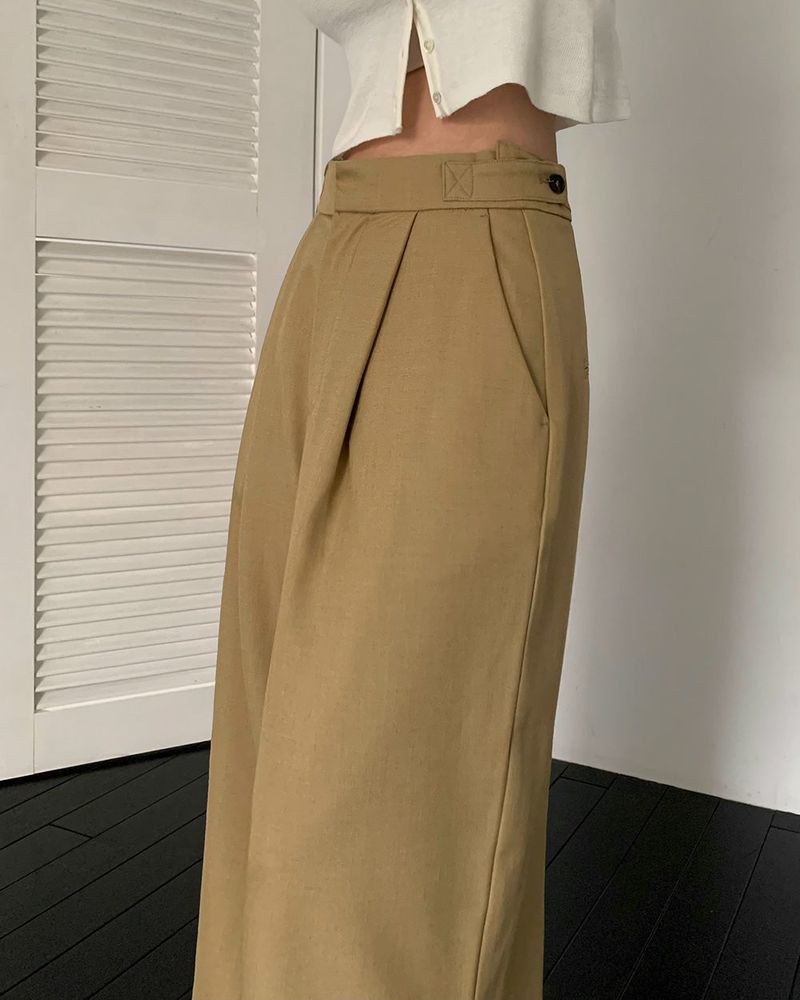 Meld Buckle Pintuck Slacks Pants