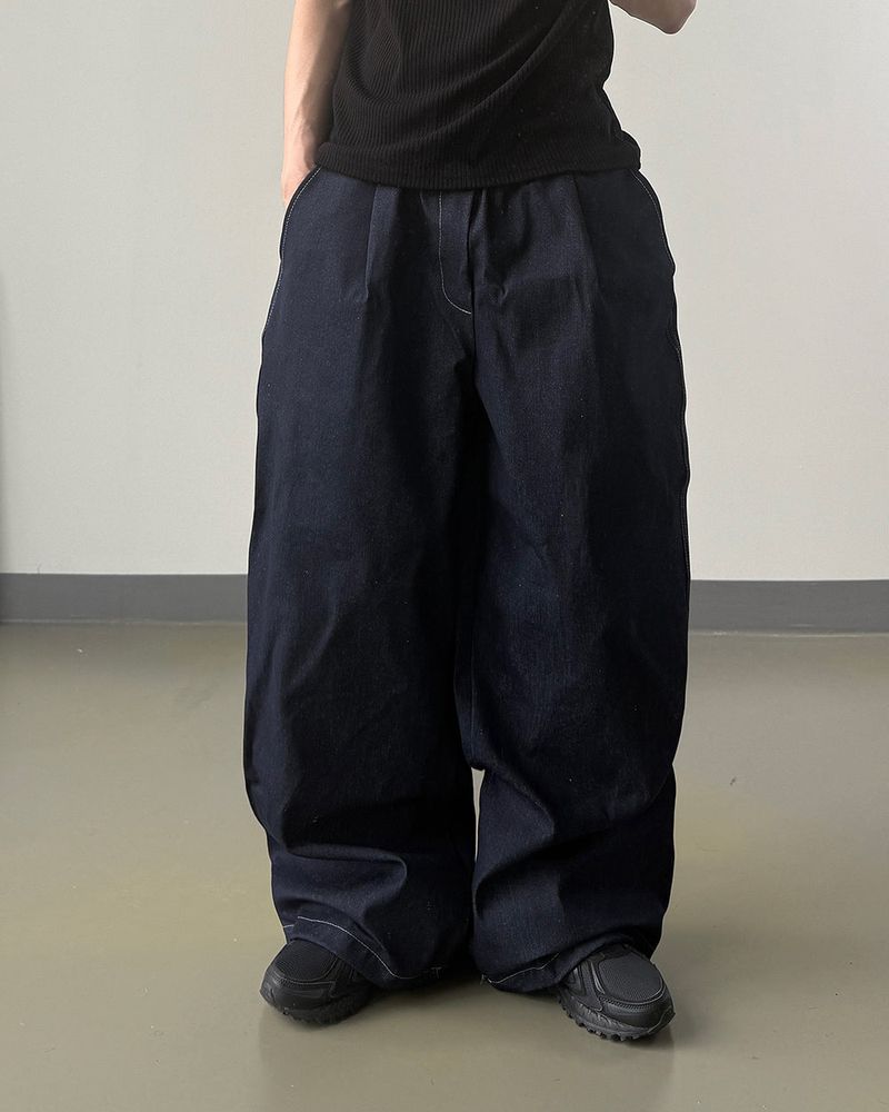 Bin Lettering Raw Wide Denim