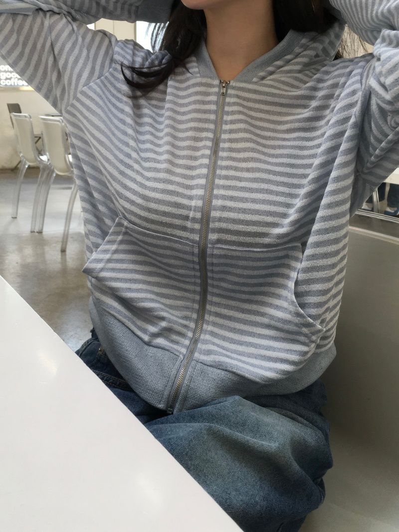 RITCORE(リットコア)の「Stripe Summer Boucle Hood Zip-Up (3c) (Tops)」