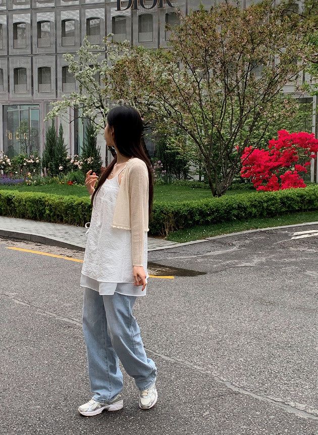 Cool Straight Denim Wide Pants (2color)