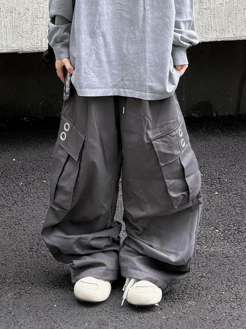 quad eyelet cargo wide pants