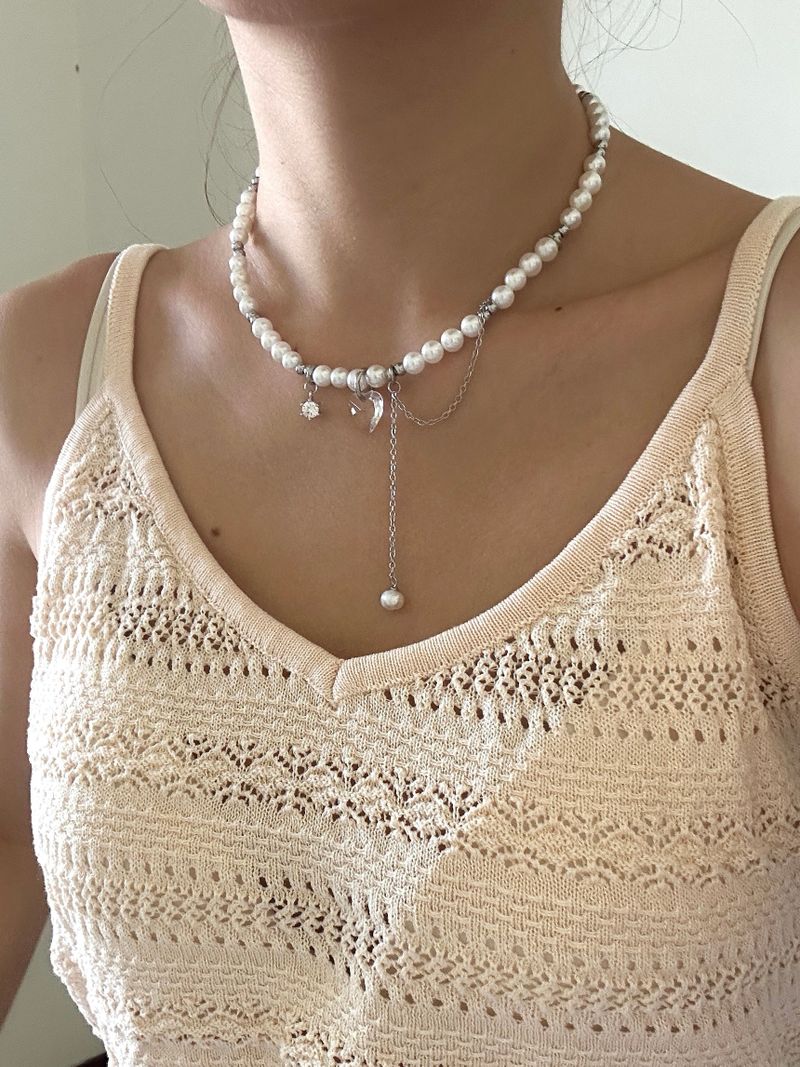 【MADE】Custom Letter Paper Clip Freshwater Pearl Necklace( 3 words)