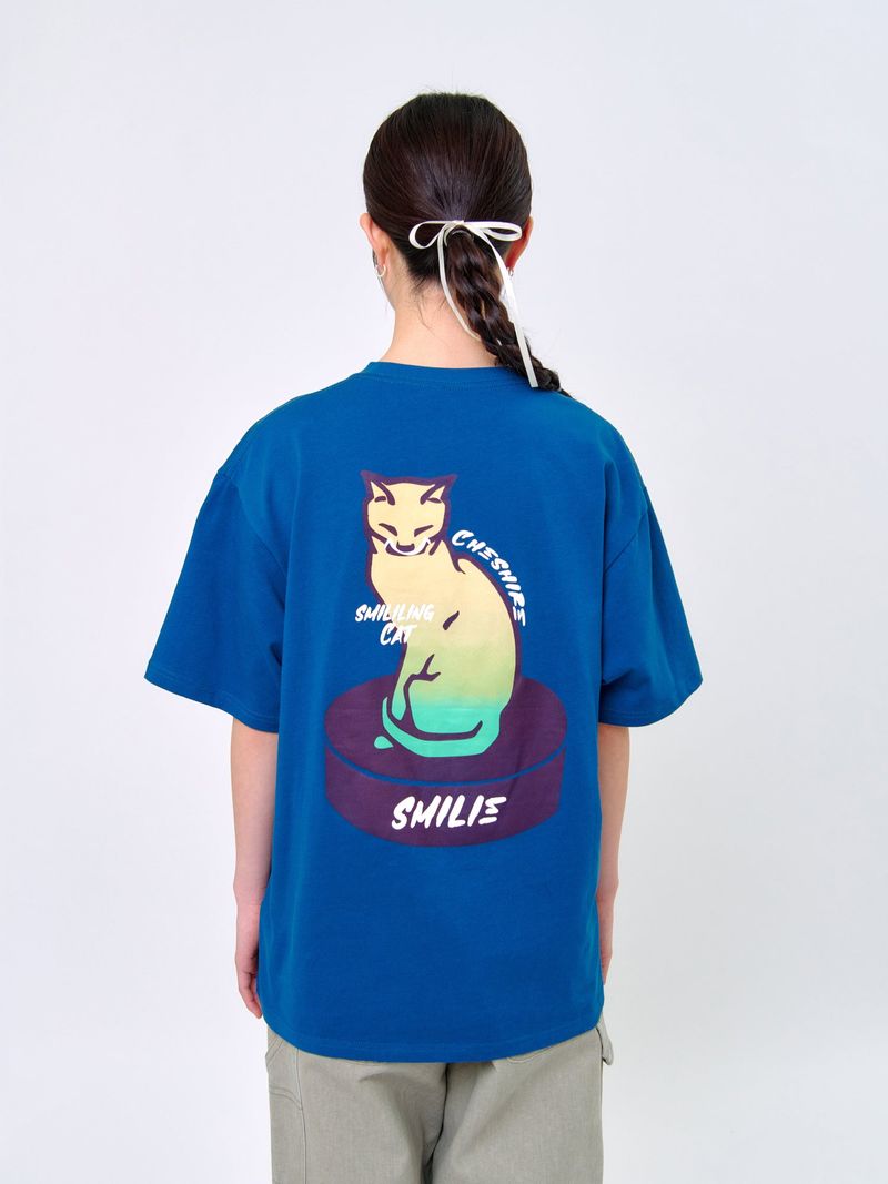 SMILING CAT T-SHIRT_Teal