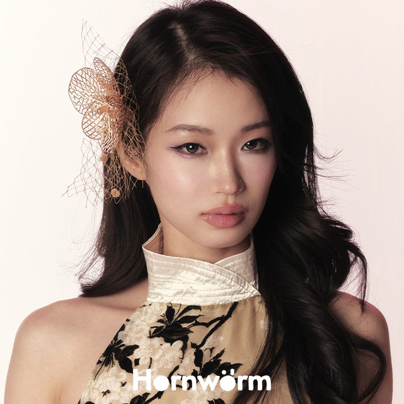 Hornworm（チョウチョウホーンワーム）の「Golden flower hair clip（Hair Accessories）」