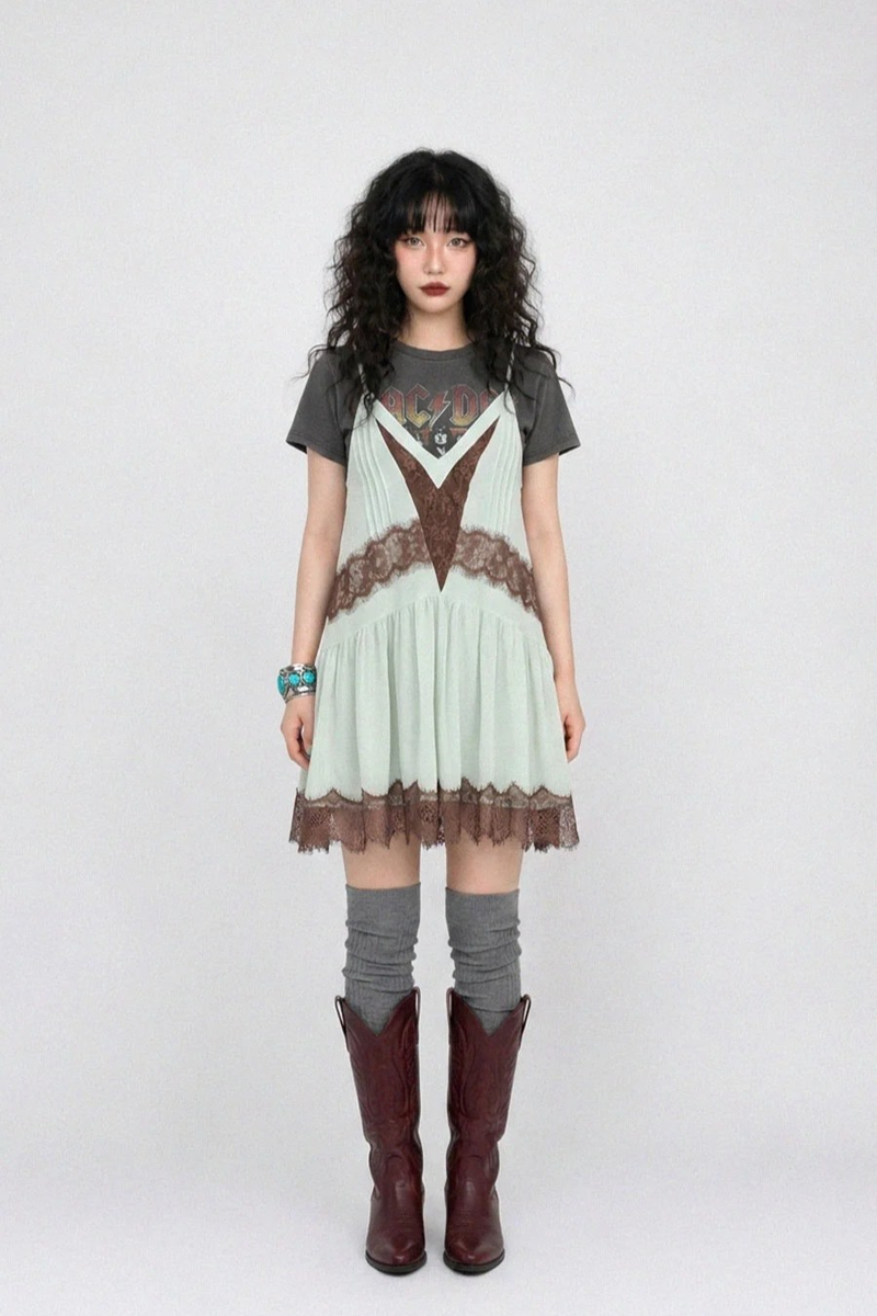 イザベルレースシフォンミニドレス