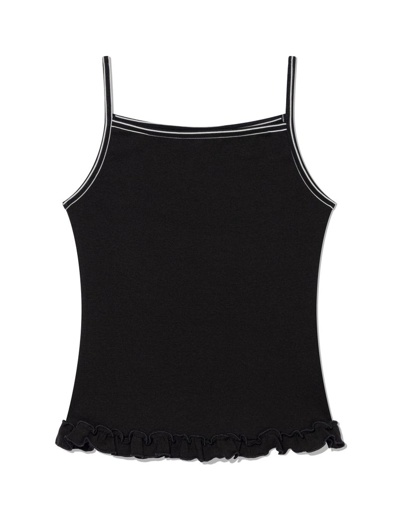 ST FRILL CONTRAST SLEEVELESS(BLACK)