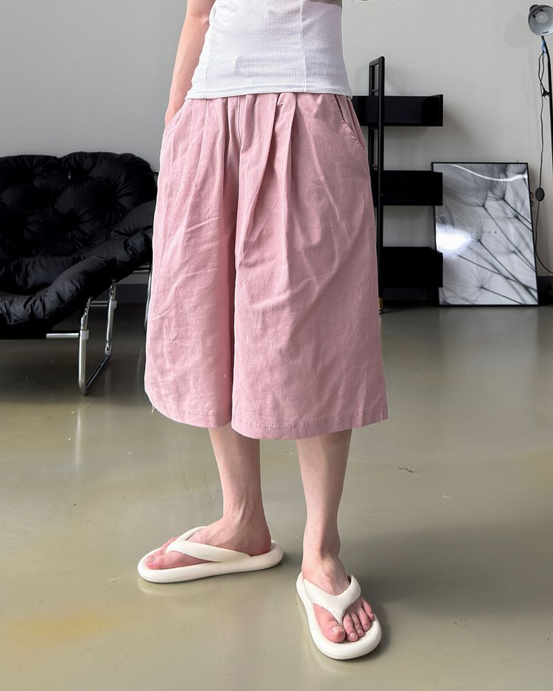 Rok Linen Pintuck Bermuda Pants