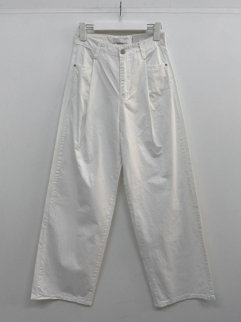 121 One Tuck Cotton Wide Pants