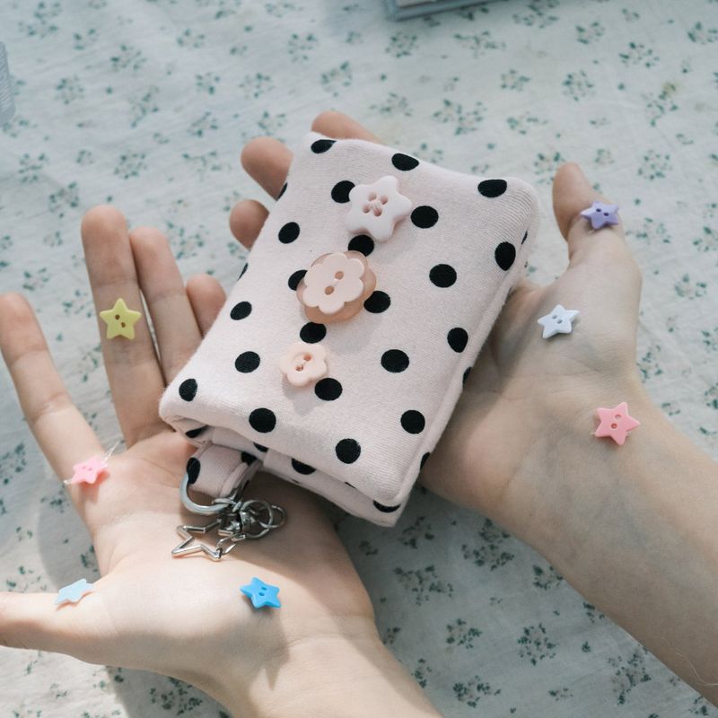 Dot button wallet_baby pink