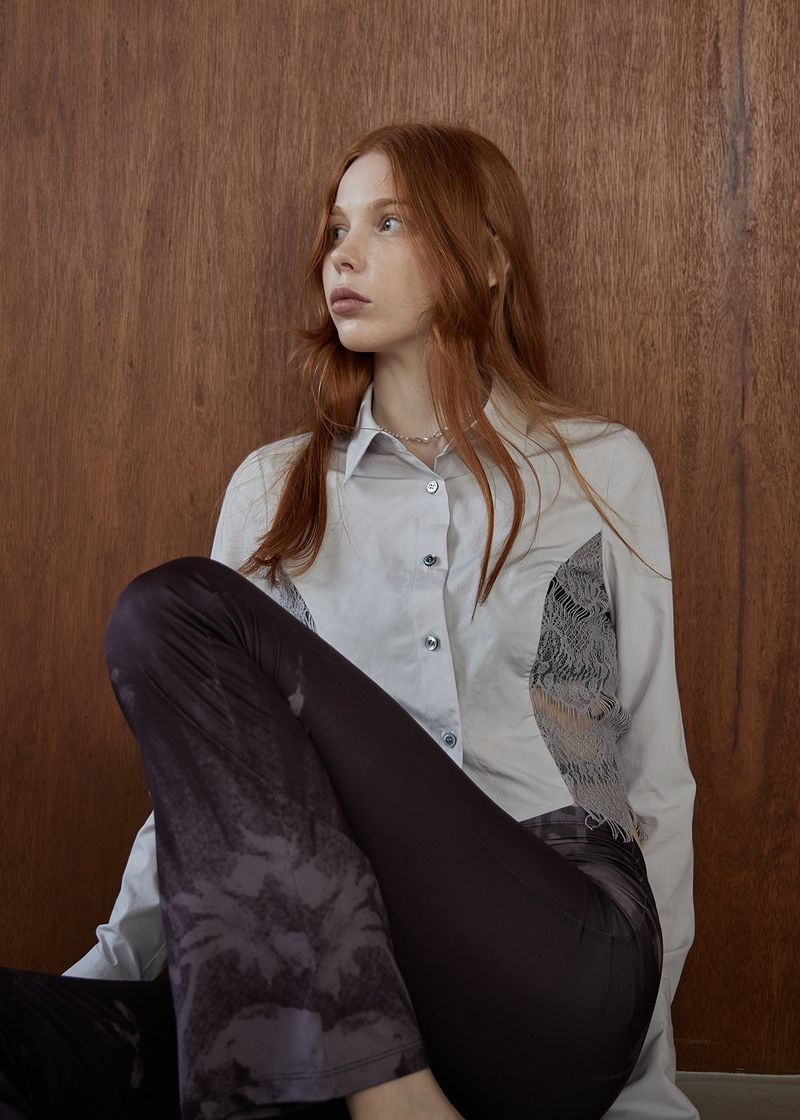VINTAGE LACE CROPPED SHIRT