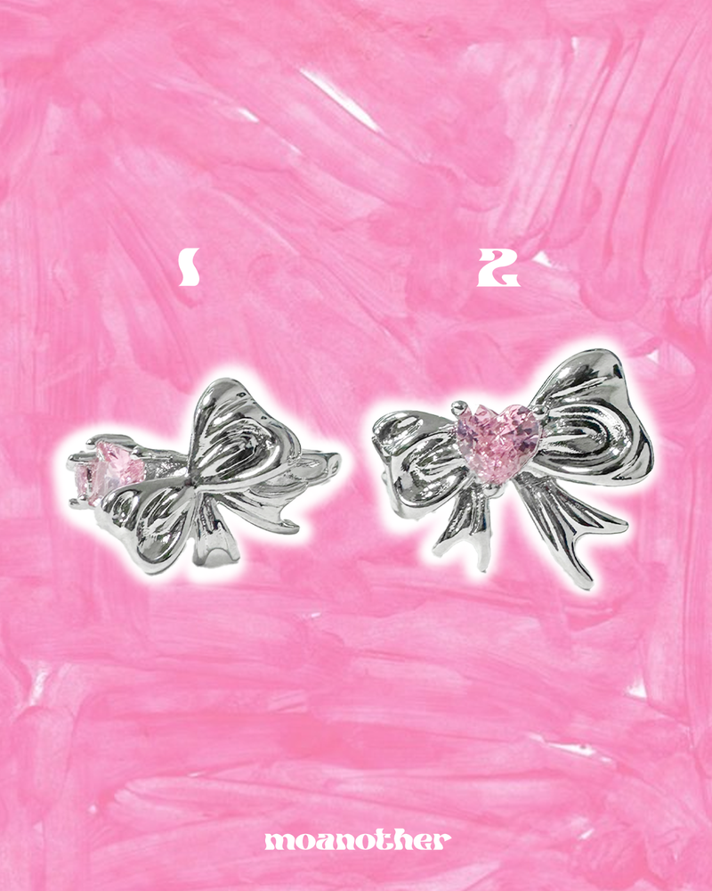 [Hearts2Hearts Stella, IDLE Minnie Pick!] Ribbon Pink Hearts Cubic Open Ring
