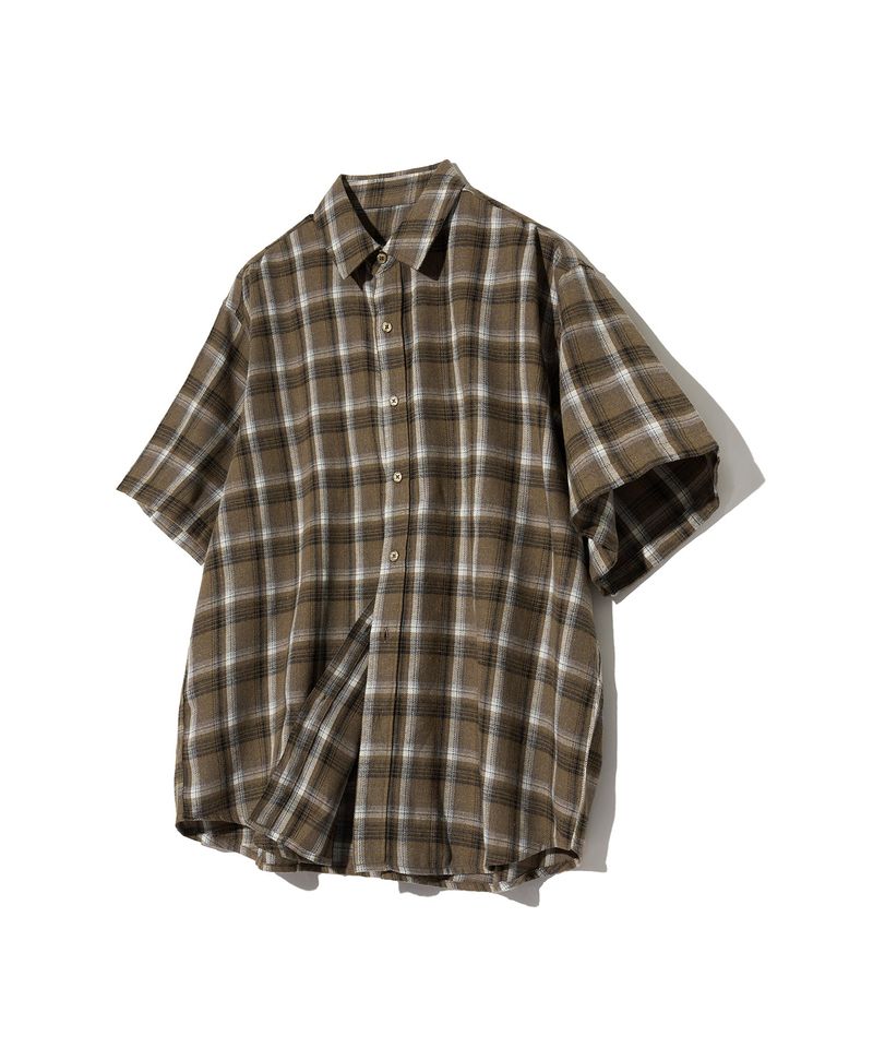 87-STAN067 Vintage Forest OverFit Short-Sleeved Tartan Check Shirt