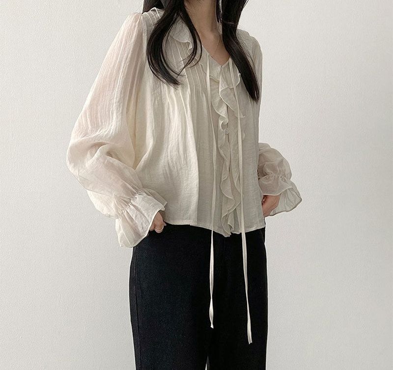 Poen puff string frilled blouse