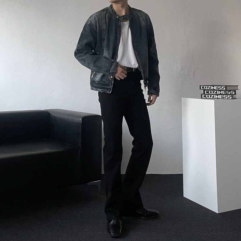 MG incision biker denim jacket (2 colors)