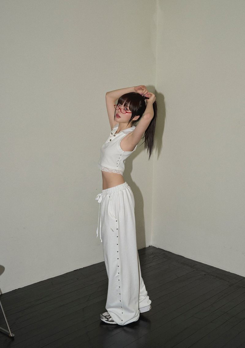 CHERRYQUIRI(チェリーキュリー)の「(9th reorder) stud twinkle jogger pt - white(Pants)」