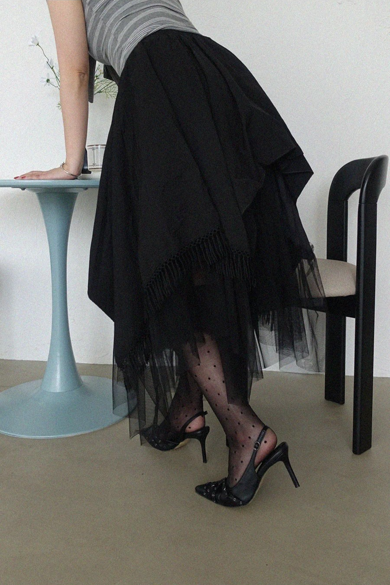 SHEER DOT PATTERN KNEE-HIGH STOCKINGS (IVORY, BLACK 2COLORS!)