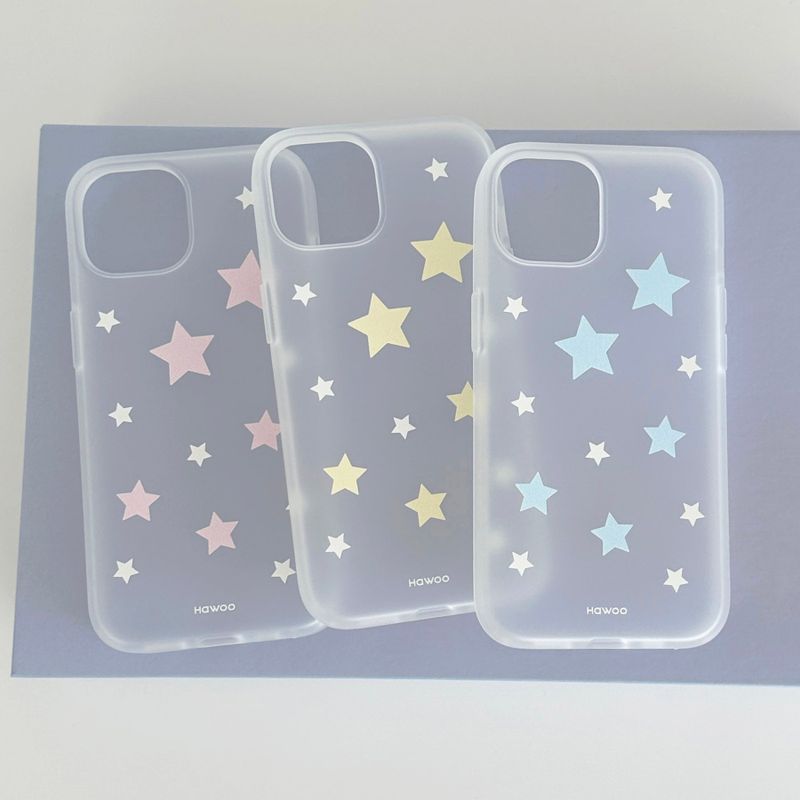 pastel star half clear jelly case (blue)
