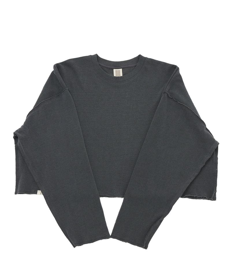 A NOTHING（アナッシング）の「VINTAGE P. DYEING CUT-OUT CROP-TEE (Charcoal)（Tops）」