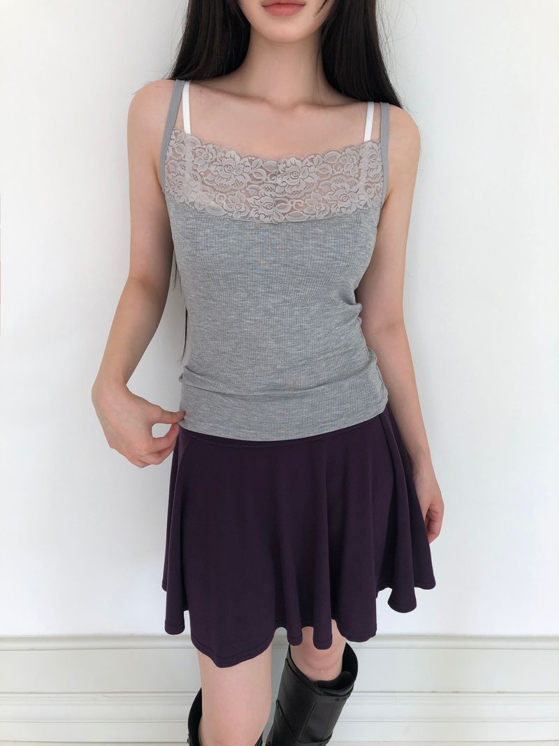 Pnel Lace Strap Sleeveless Top