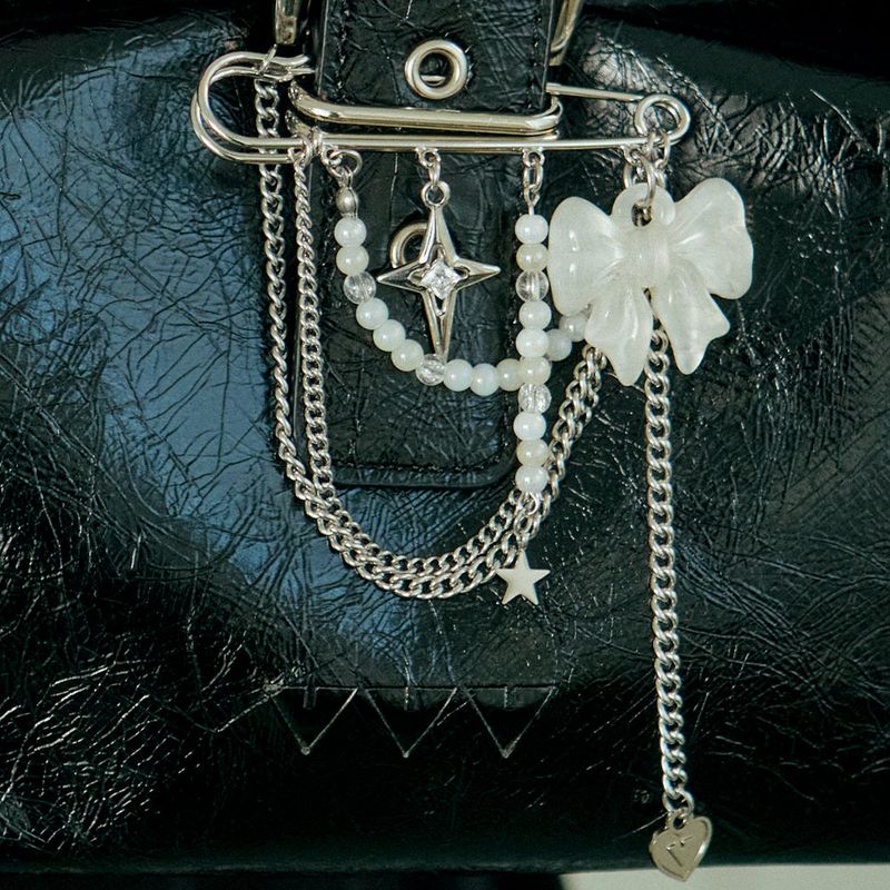 Princess Ribbon Safety Pin Keyring