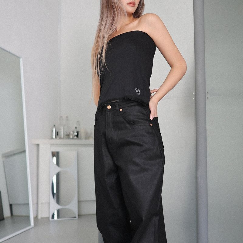 logo lace bra top (black)