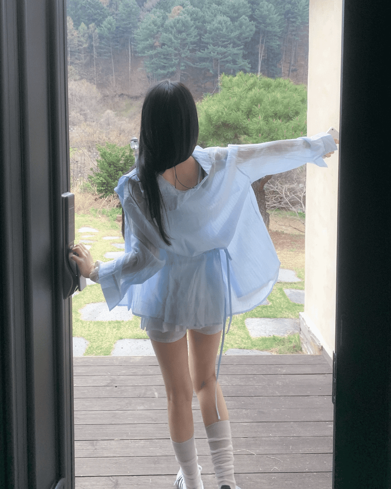 GUSTA（グスタ）の「Back Note Back Strap Oversized Long Sleeve Shirt（Tops）」