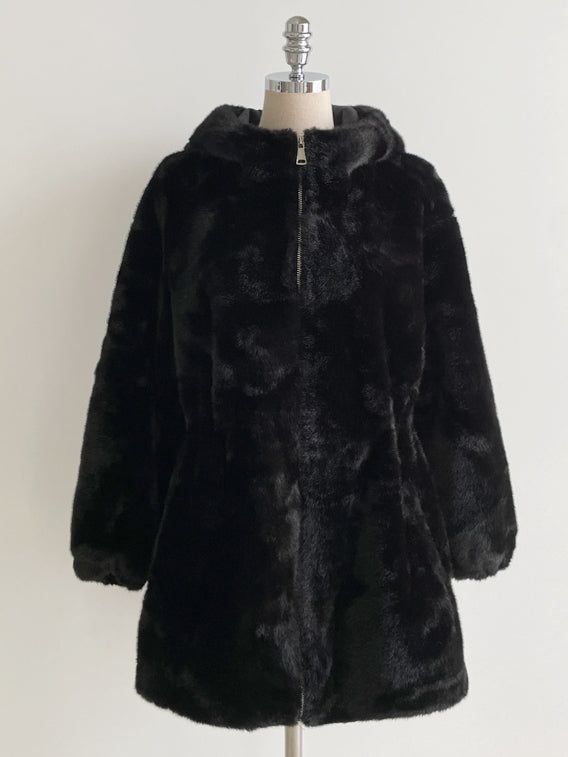 Lenu String Ecofur Mink Mustang Hood Zip-Up