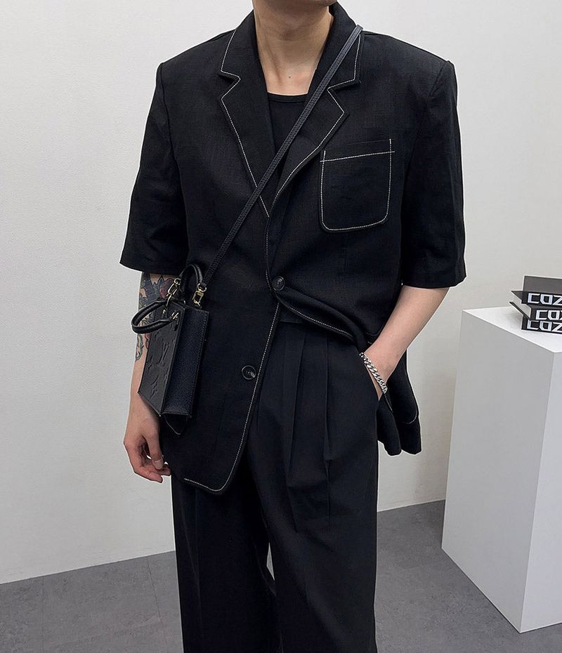 COZINESS（コジネス）の「TAP Linen Stitch Short-Sleeved Jacket（Jackets/Outerwear）」