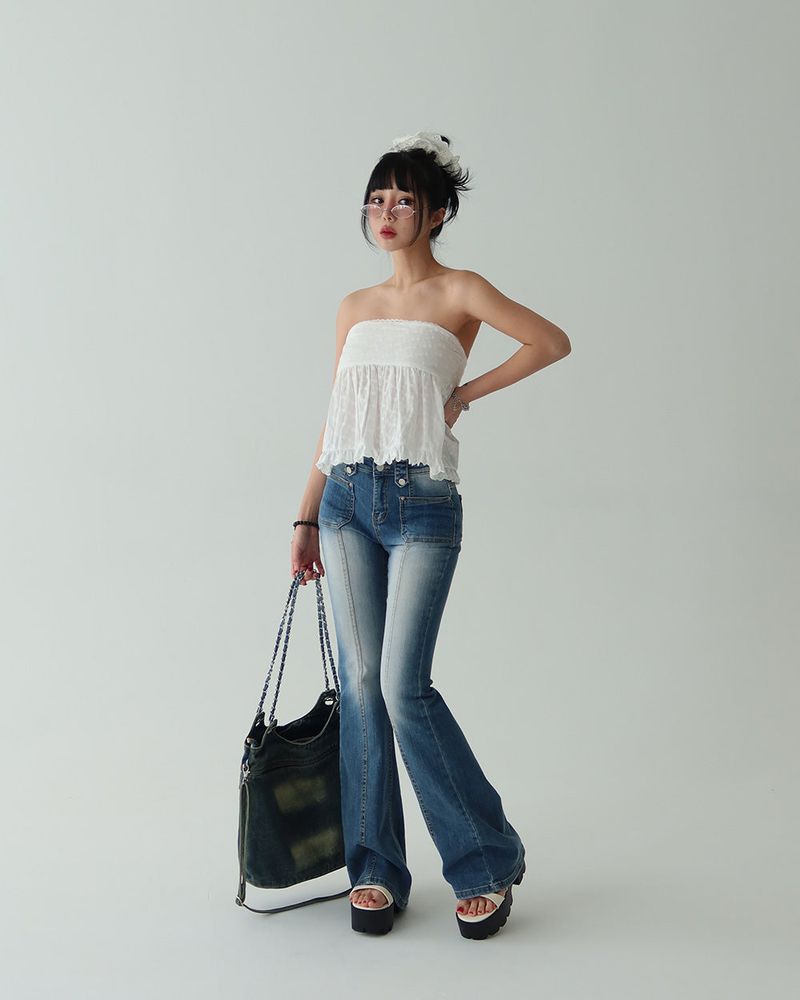 Qwz Pocket Washing Bootcut Jeans