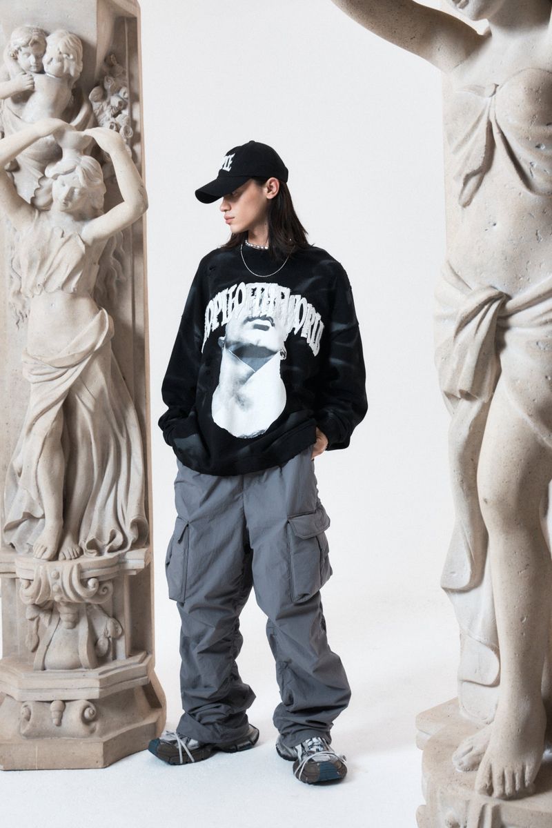 padded pocket shirring pants (GRAY)