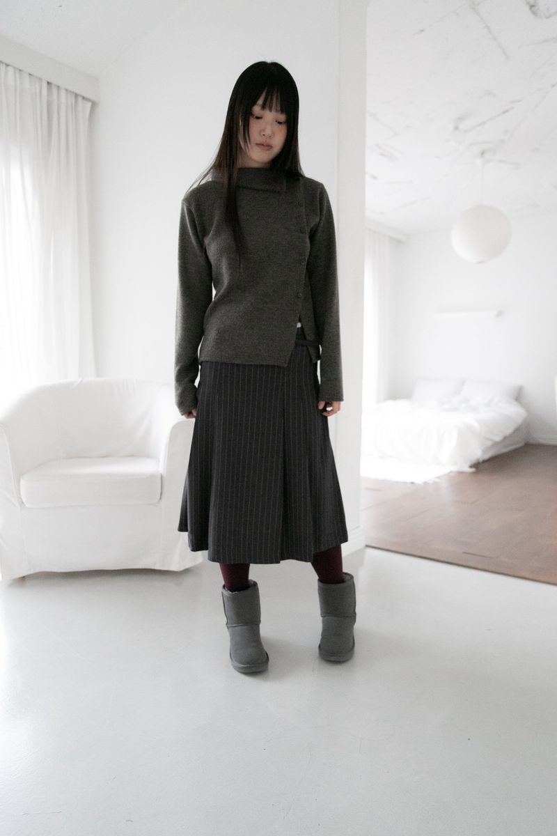 bokashi unbal collar knit top(4colors)