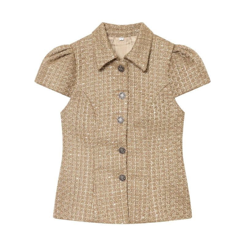 Lurex Tweed Puff Blouse