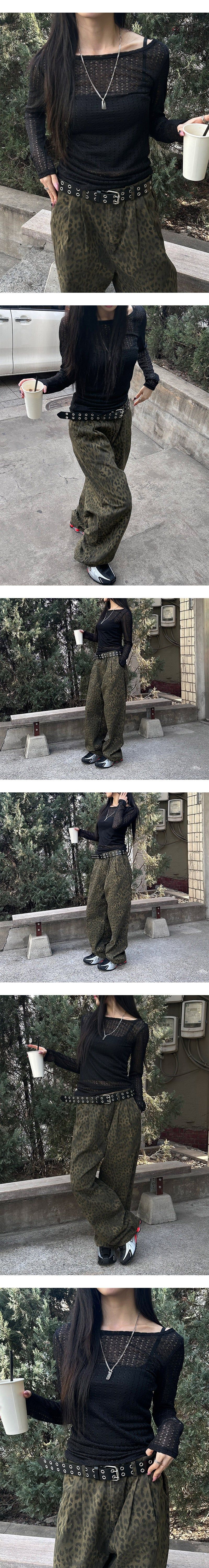 [Unisex] Two tuck leopard pants(3color)
