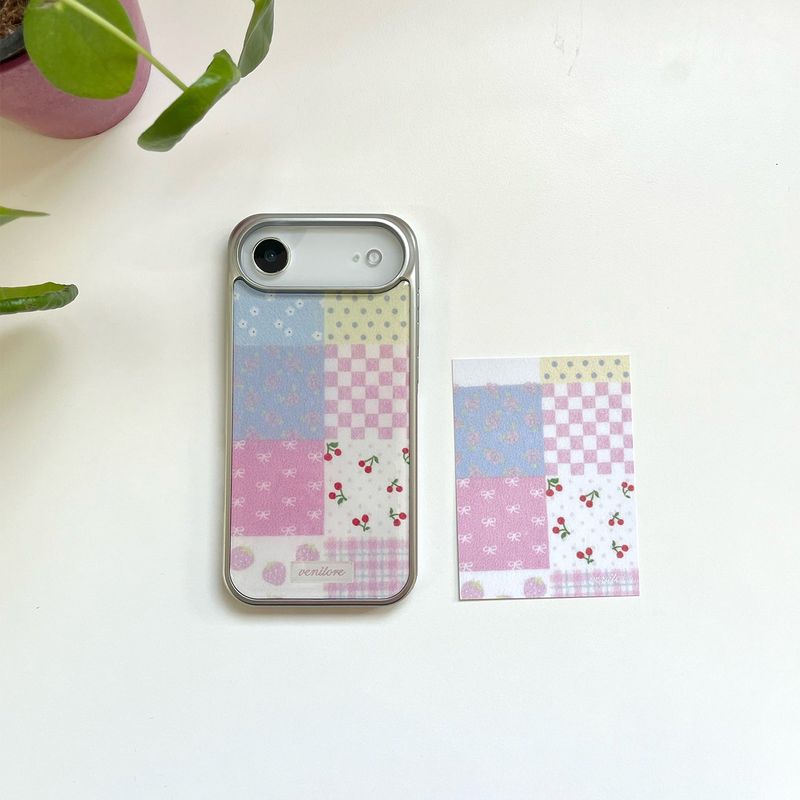 [MADE][Glass Silver Bumper Case]  Knit Patchwork Case ⋆ small patch