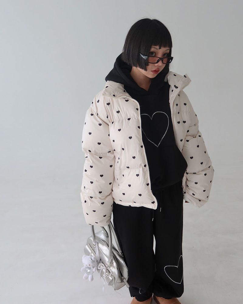 Heart crop short padded coat
