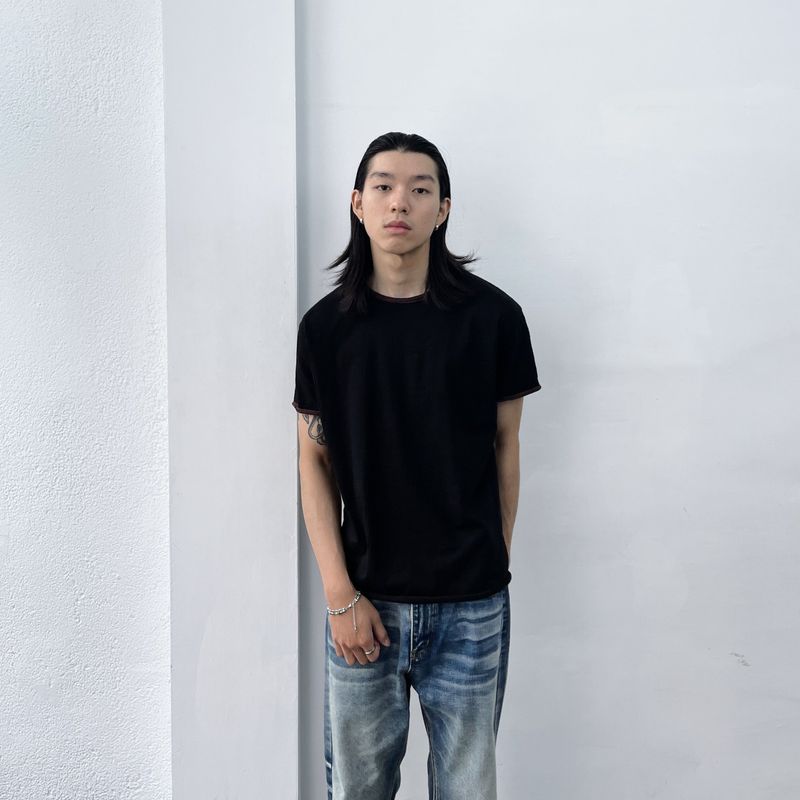 Black Brown Contrast Tee