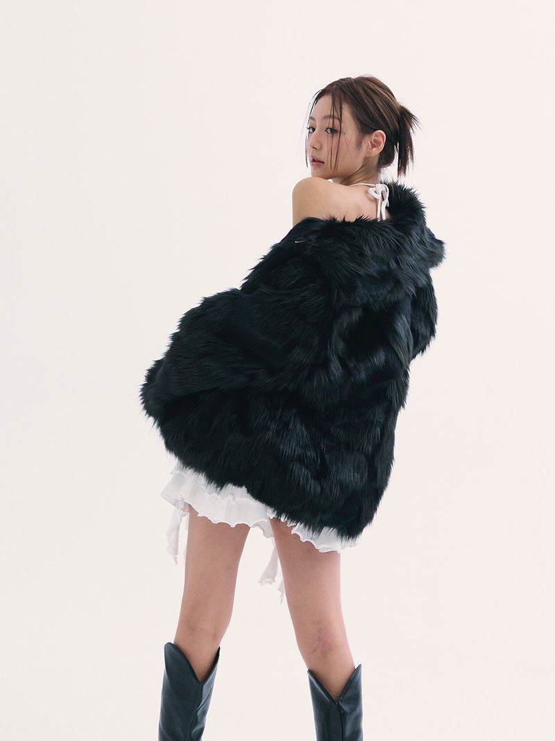 Popo fur jacket BLACK