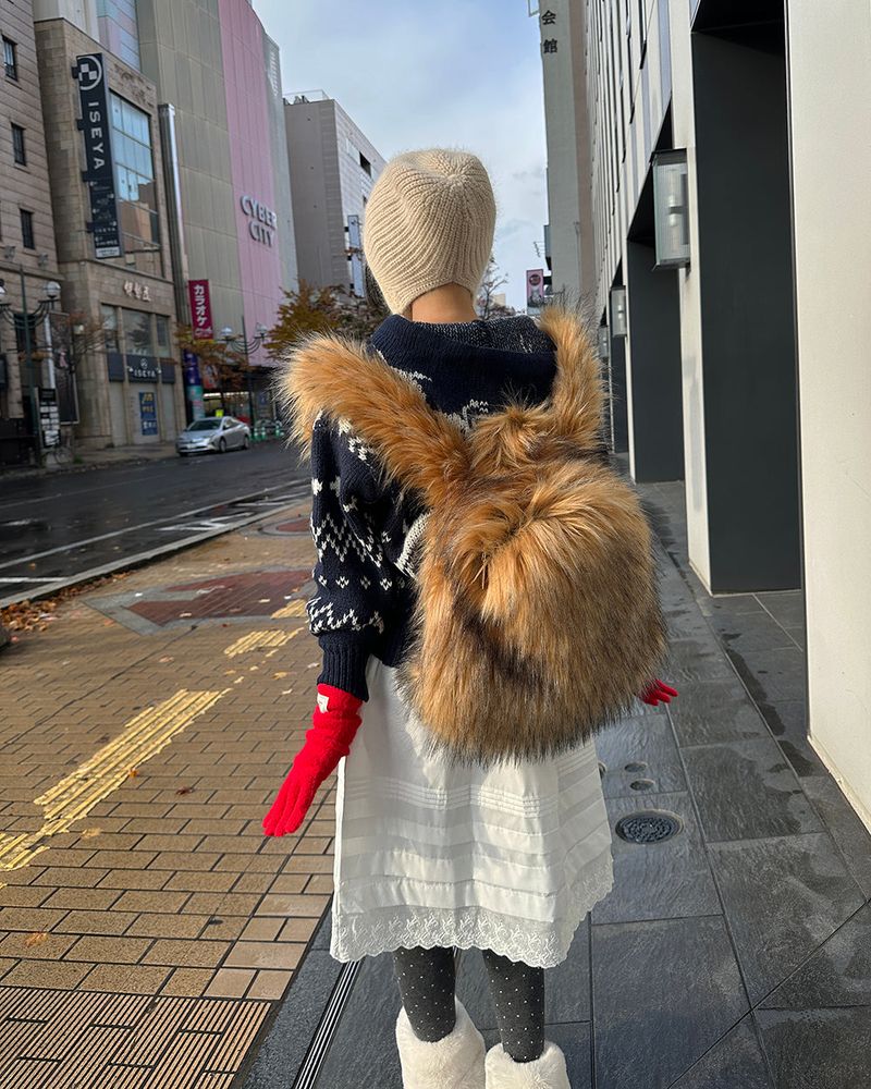 Raccoon Fake Fur Backpack