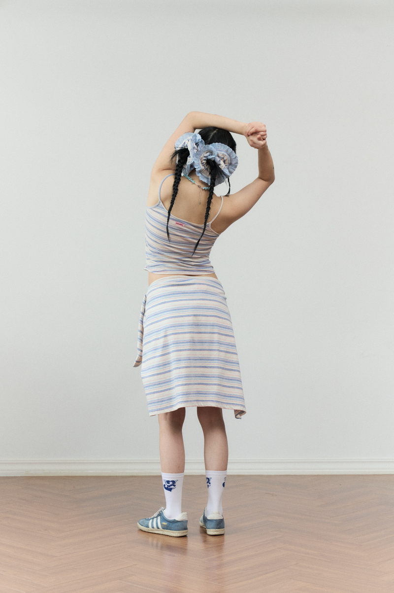 stripe sleeveless blue