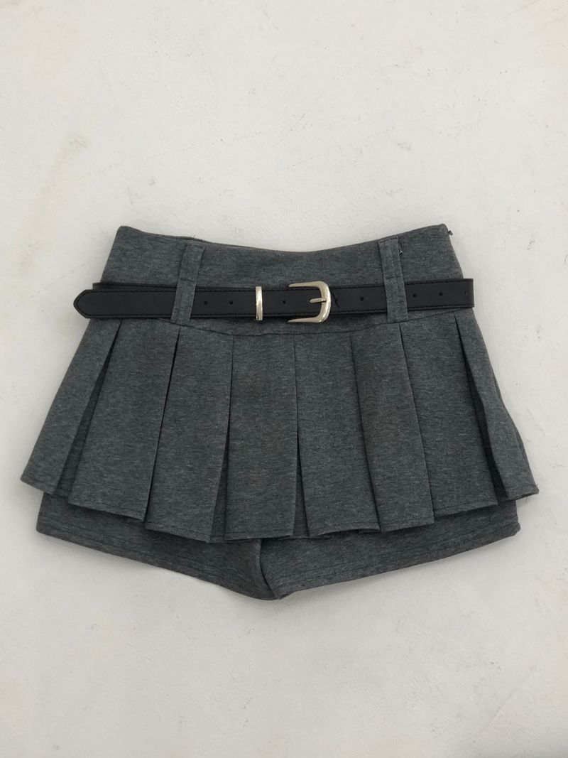 Belt Two-buckle Mini Skirt Pants