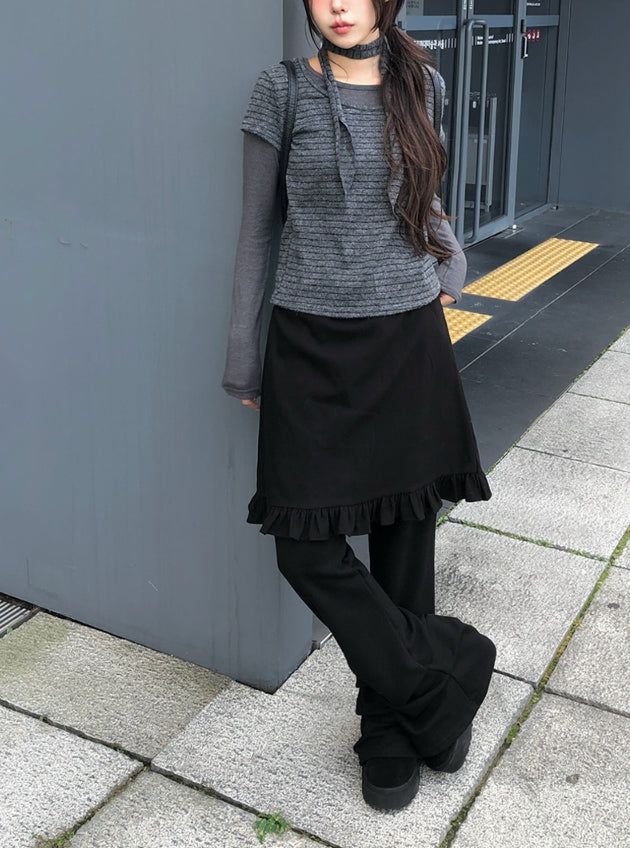 Leon Frill Midi Banding Skirt