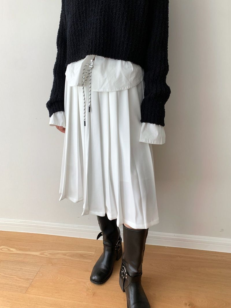 Academy Midi Pleats Banded Waist Skirt