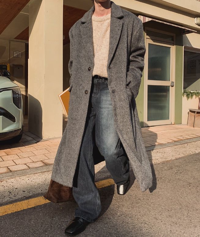 Solive Maxi Long Herringbone Single Coat