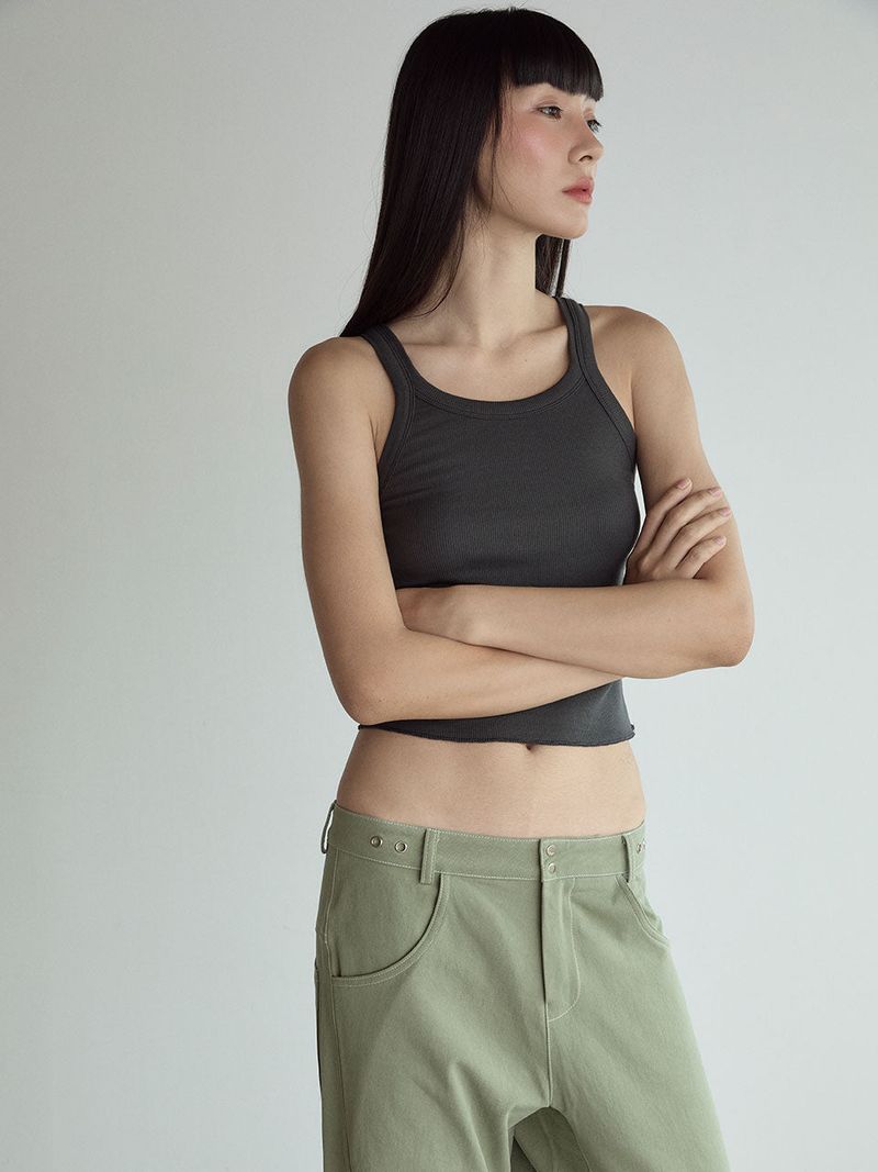 Cotton Sleeveless Top_Charcoal